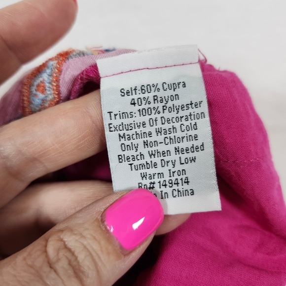 Biya Johnny Was Pink Embroidered Floral Jacquard Short Womens Small Boho Fuchsia - Picture 5 of 9